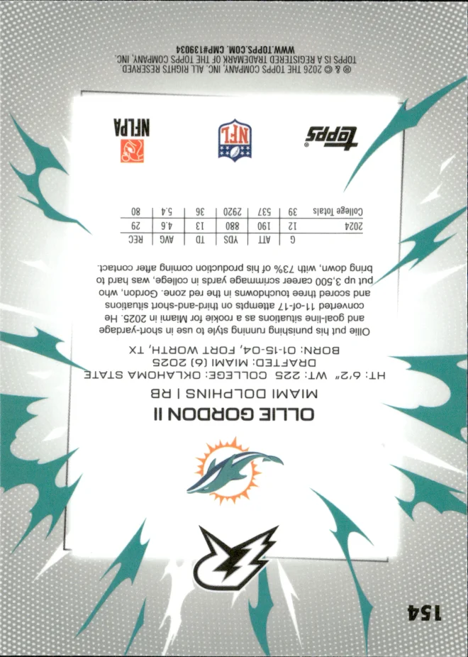 Ollie Gordon II card back