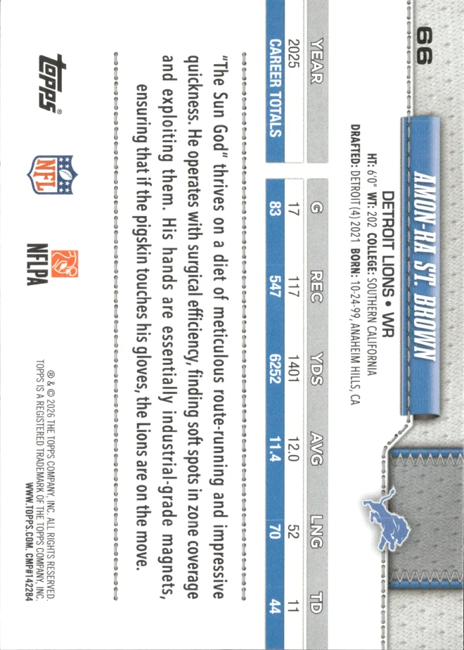 Amon-Ra St. Brown card back