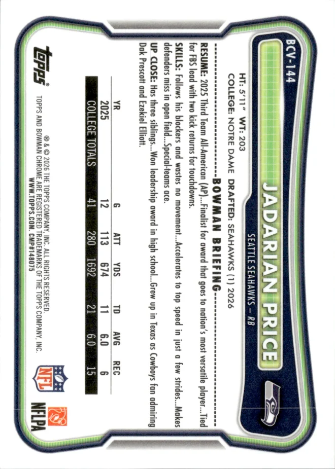 Jadarian Price card back