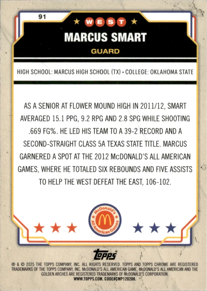 Marcus Smart card back