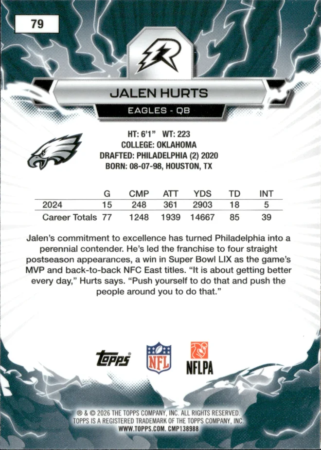 Jalen Hurts card back
