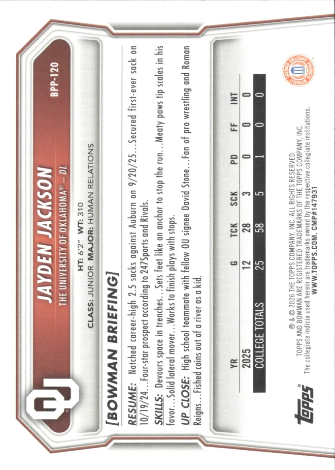 Jayden Jackson card back