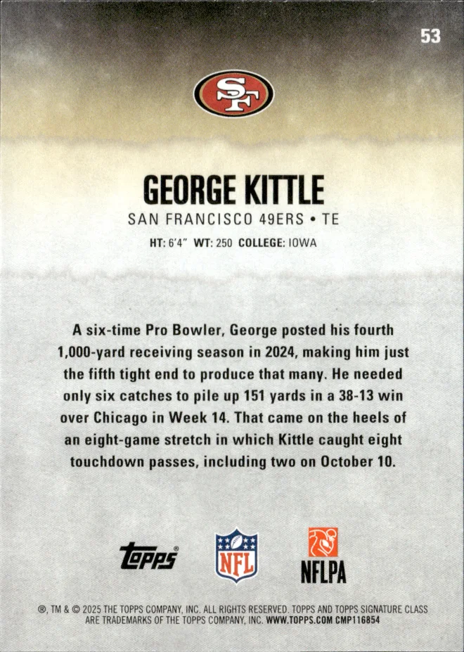 George Kittle card back
