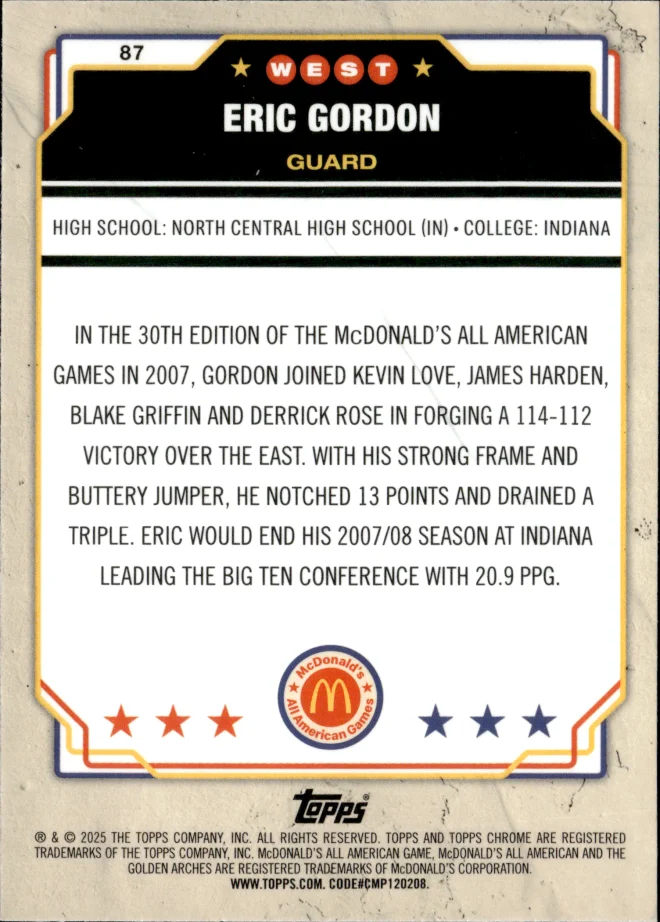 Eric Gordon card back