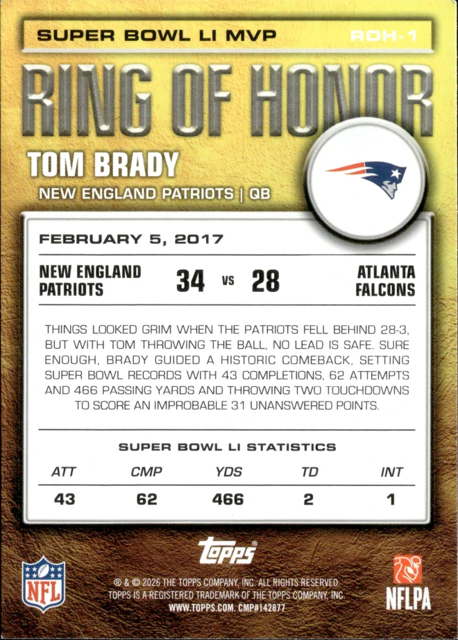 Tom Brady card back