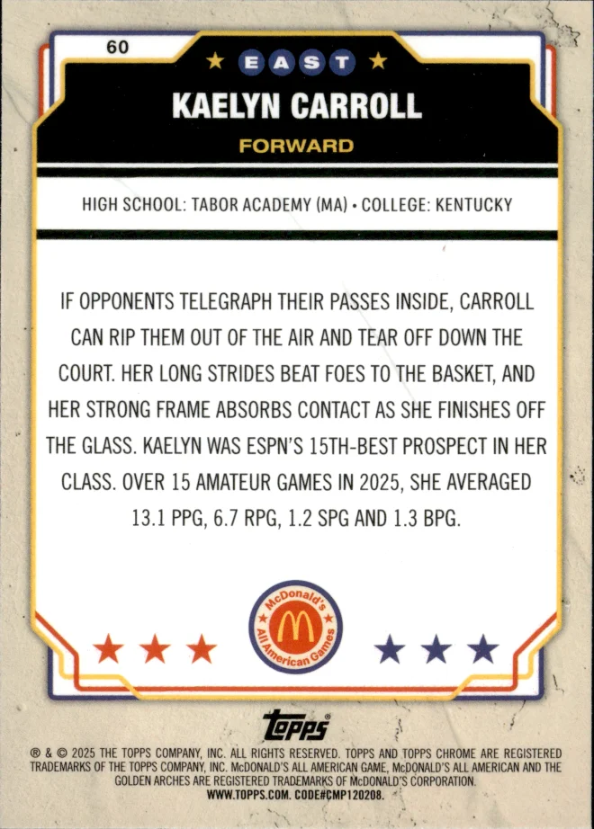 Kaelyn Carroll card back