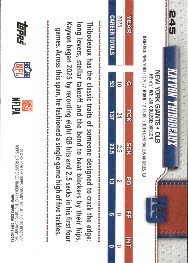 Kayvon Thibodeaux card back