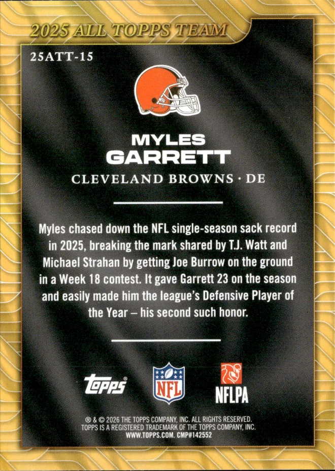 Myles Garrett card back