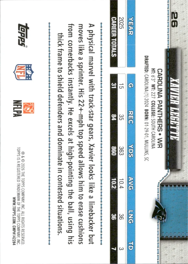 Xavier Legette card back