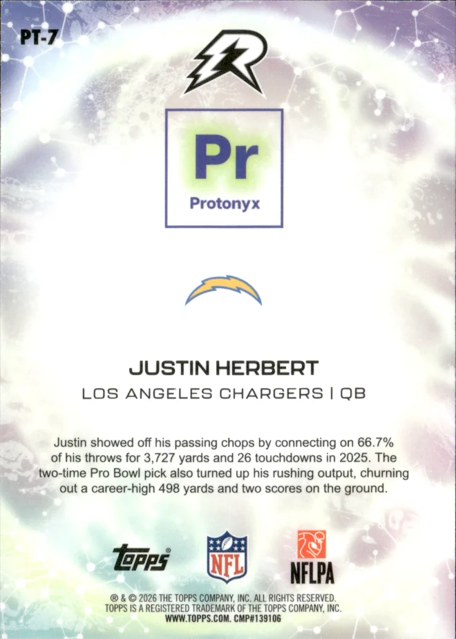 Justin Herbert card back