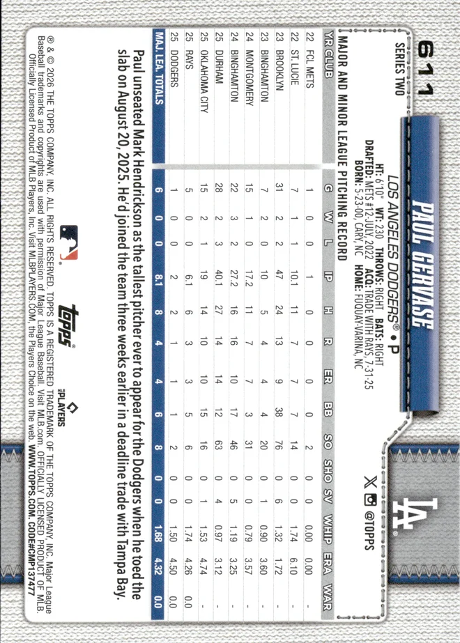 Paul Gervase card back