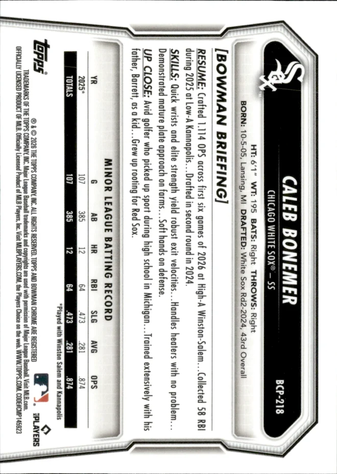 Caleb Bonemer card back