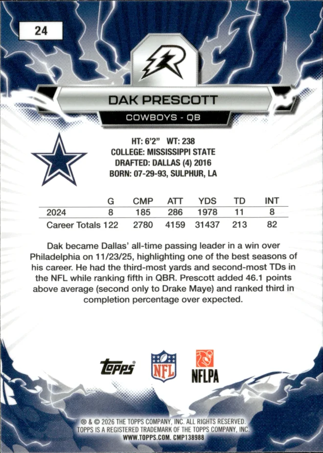 Dak Prescott card back