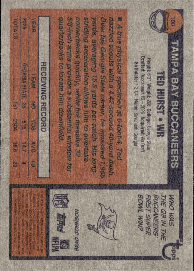 Ted Hurst card back