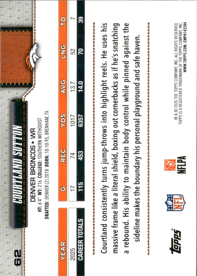 Courtland Sutton card back