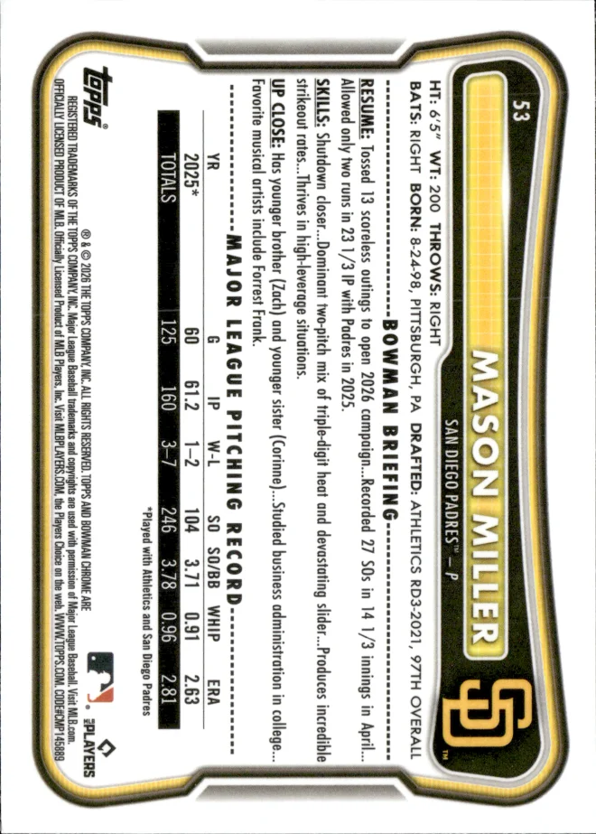 Mason Miller card back