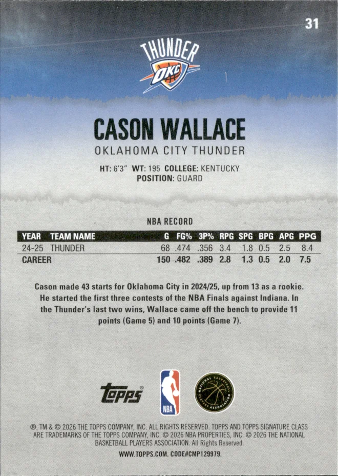 Cason Wallace card back