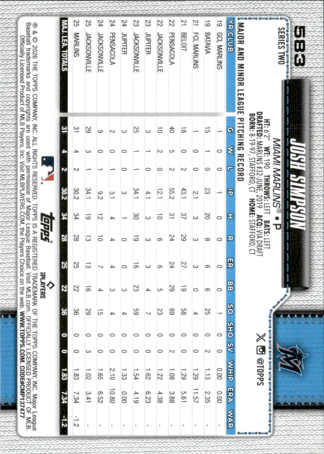 Josh Simpson card back