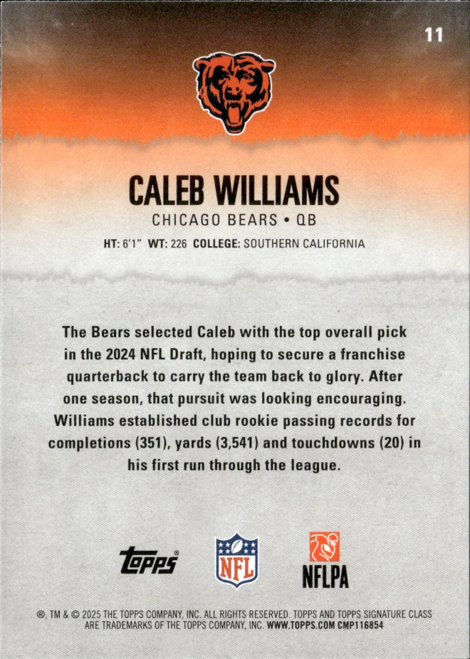 Caleb Williams card back