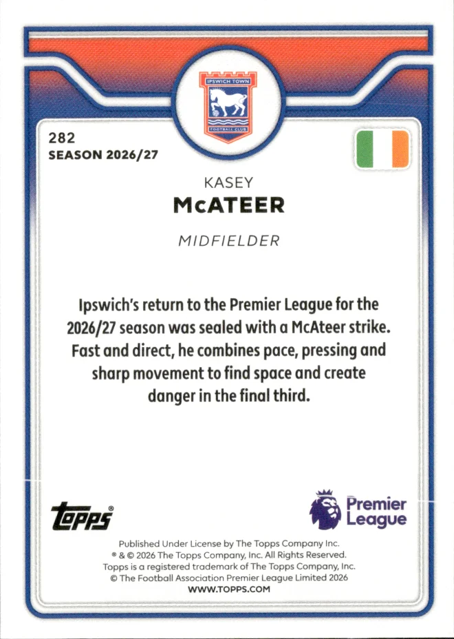 Kasey McAteer card back