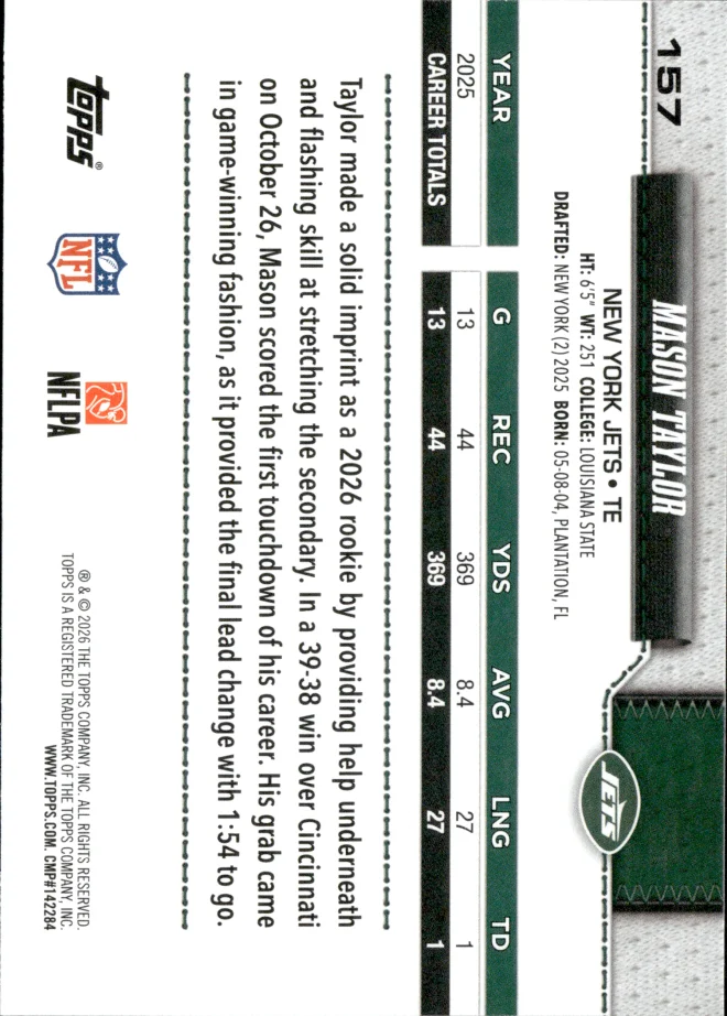 Mason Taylor card back