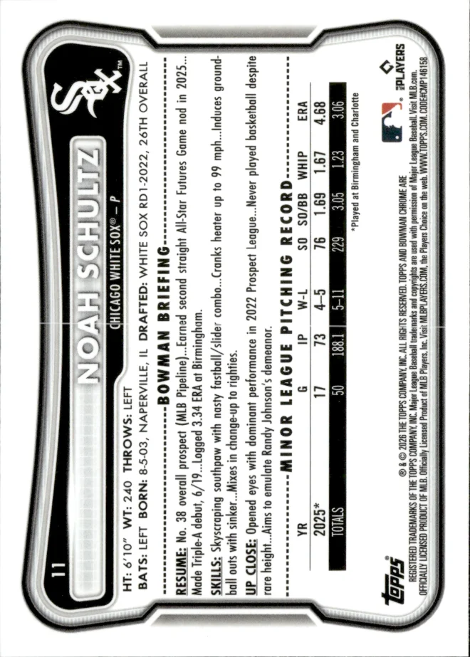 Noah Schultz card back
