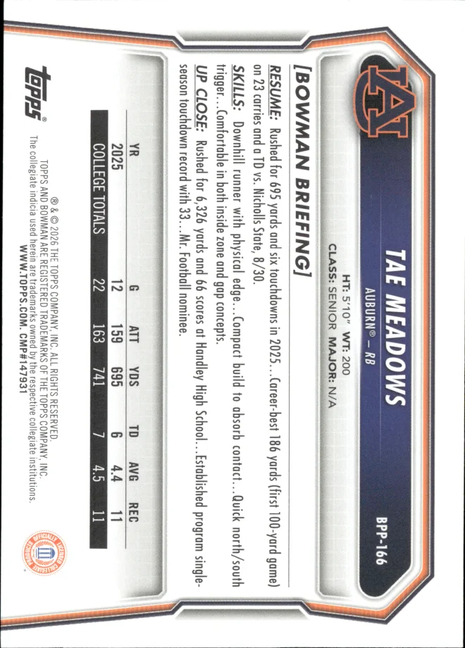 Tae Meadows card back