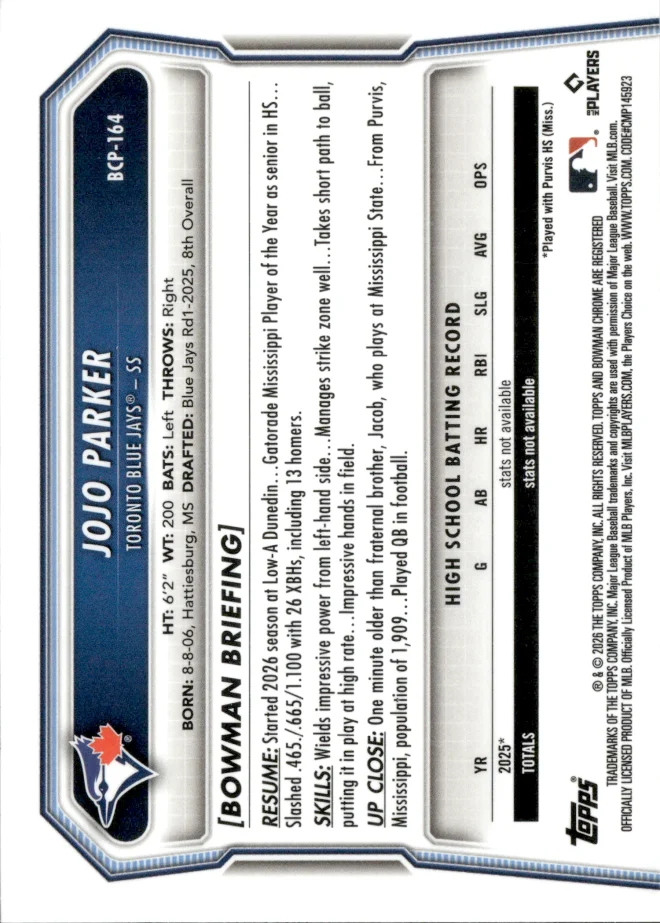 JoJo Parker card back