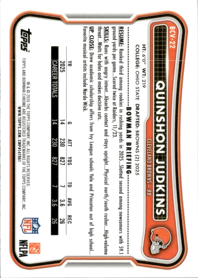 Quinshon Judkins card back