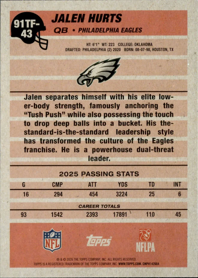 Jalen Hurts card back