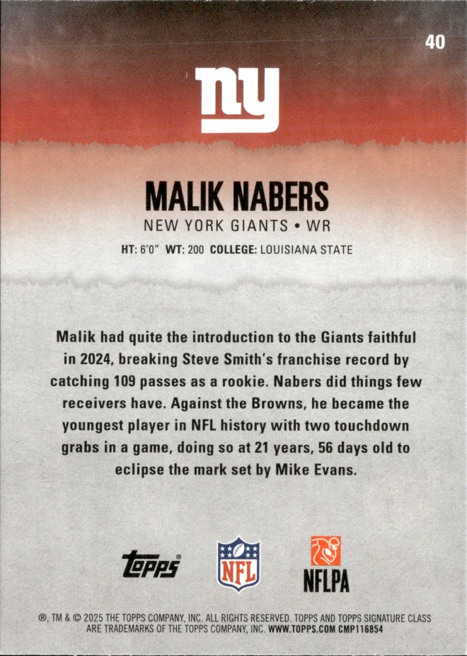 Malik Nabers card back