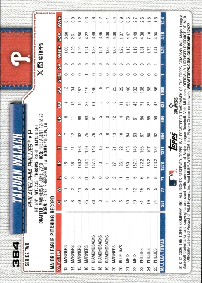 Taijuan Walker card back