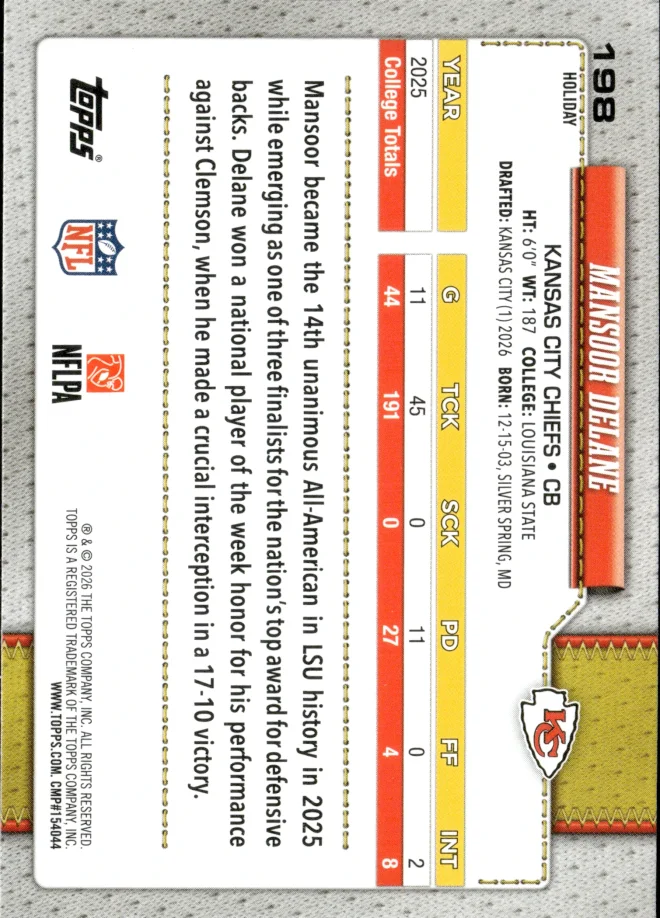Mansoor Delane card back