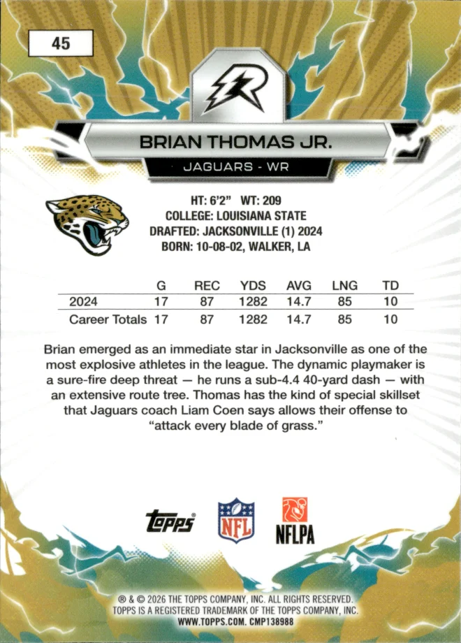 Brian Thomas Jr. card back