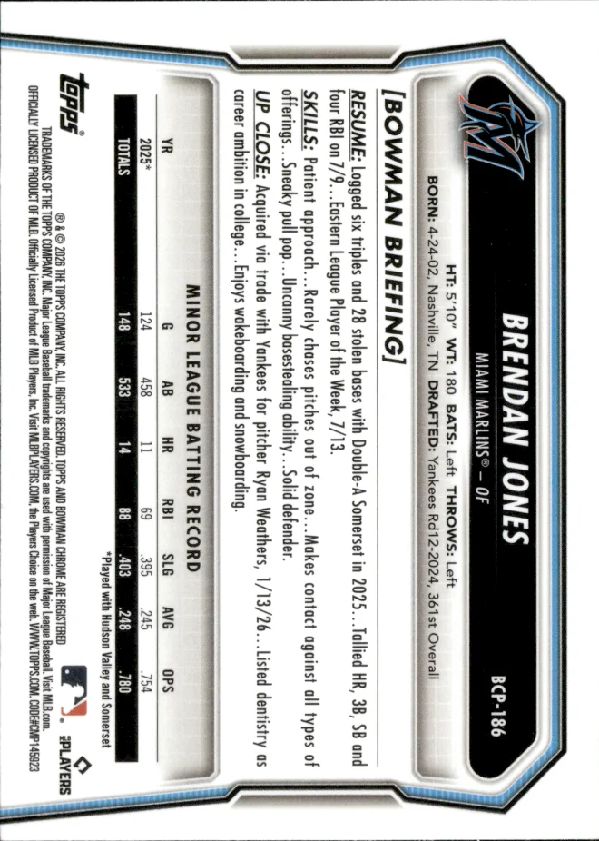 Brendan Jones card back