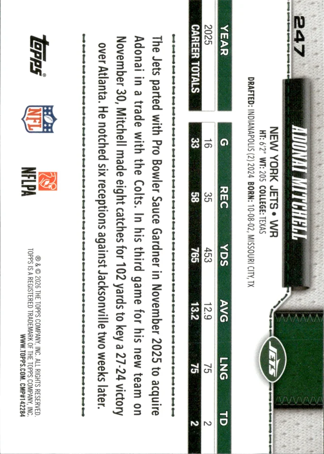 Adonai Mitchell card back