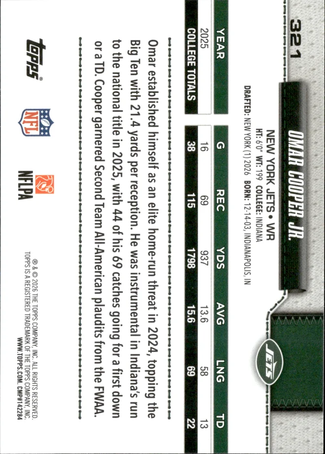Omar Cooper Jr. card back