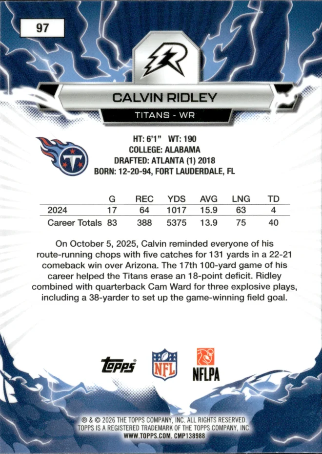 Calvin Ridley card back