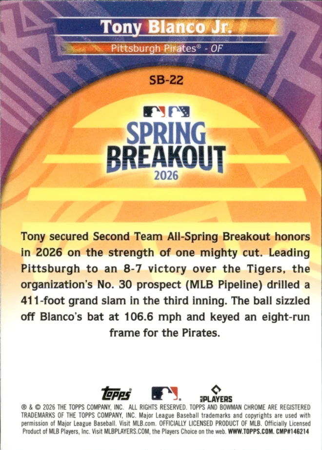 Tony Blanco Jr. card back