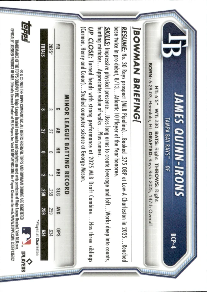 James Quinn-Irons card back