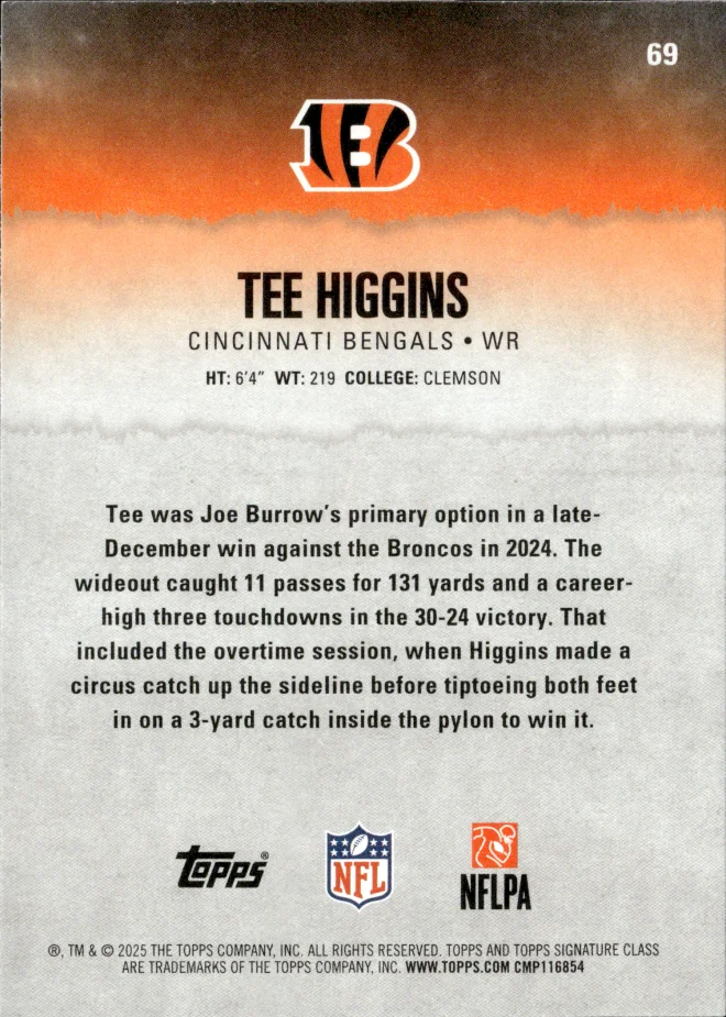 Tee Higgins card back