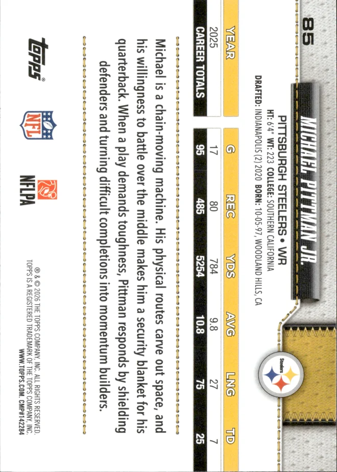 Michael Pittman Jr. card back
