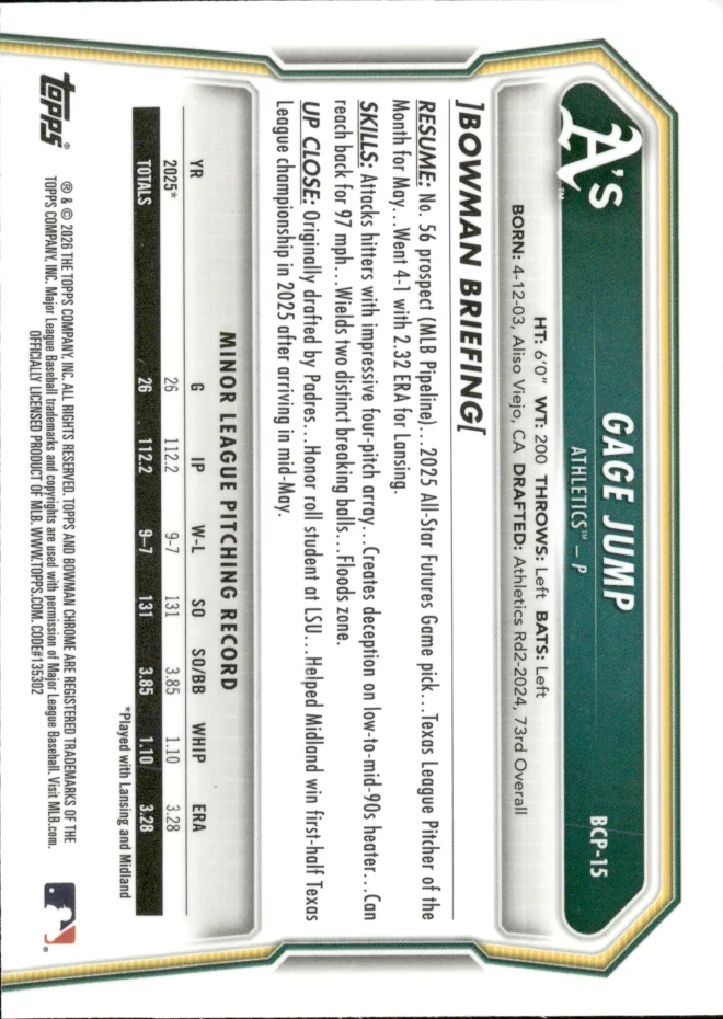 Gage Jump card back
