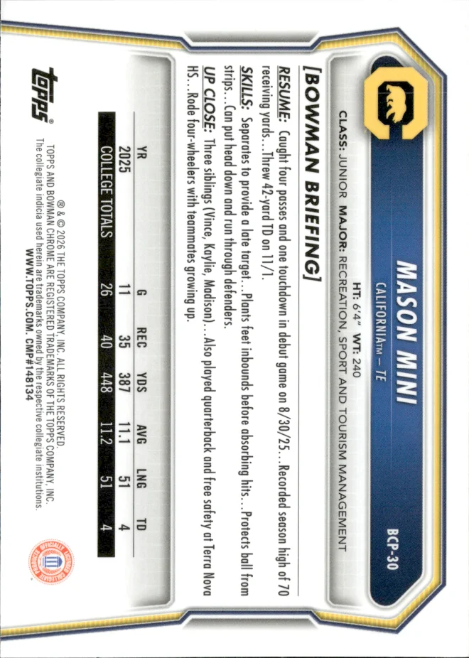Mason Mini card back