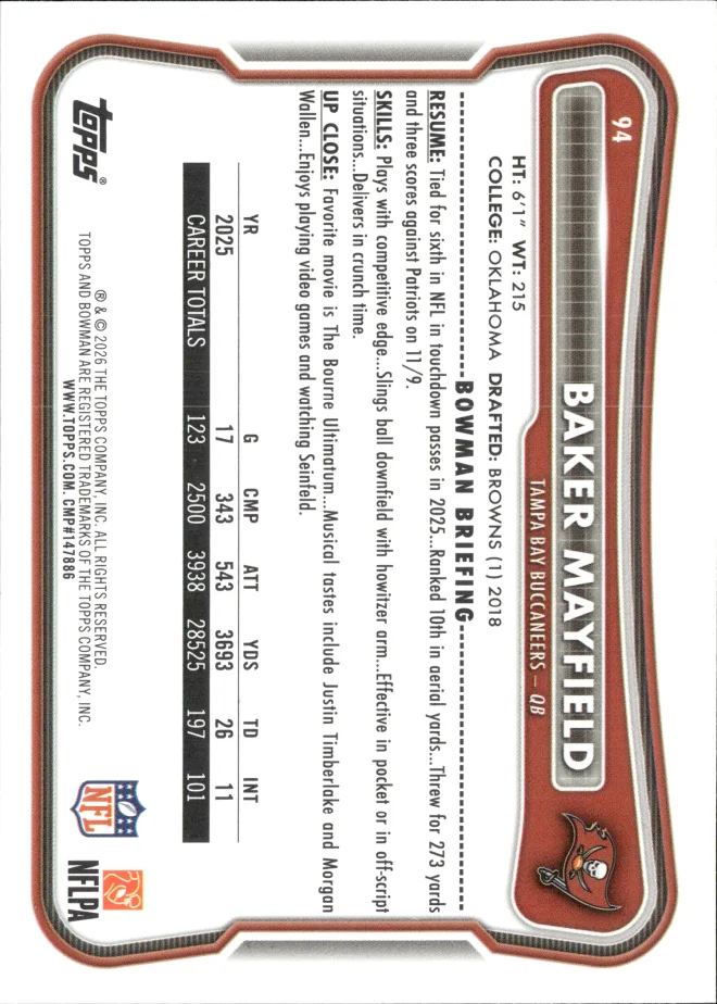Baker Mayfield card back