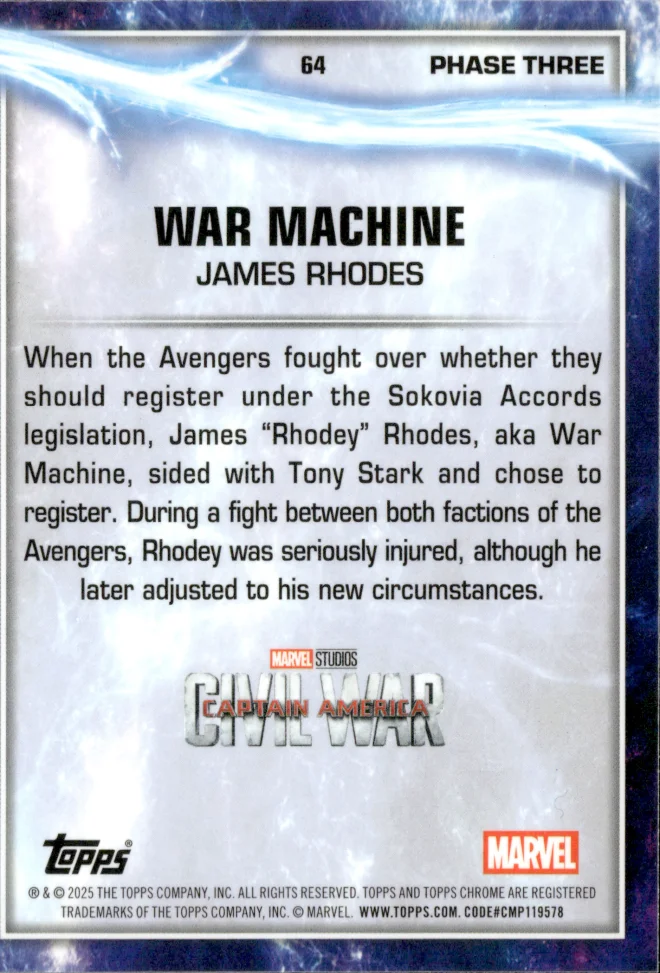 War Machine / James Rhodes card back