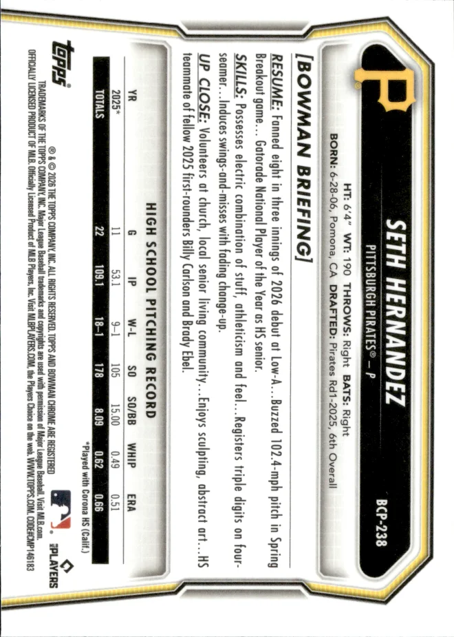 Seth Hernandez card back