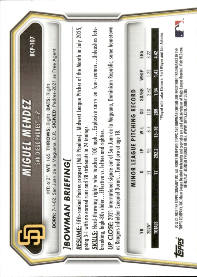 Miguel Mendez card back