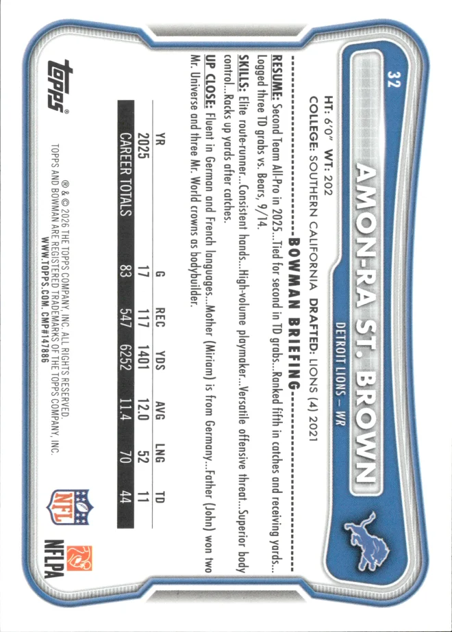 Amon-Ra St. Brown card back