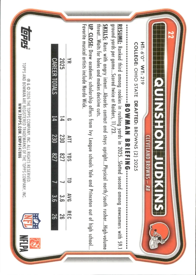 Quinshon Judkins card back